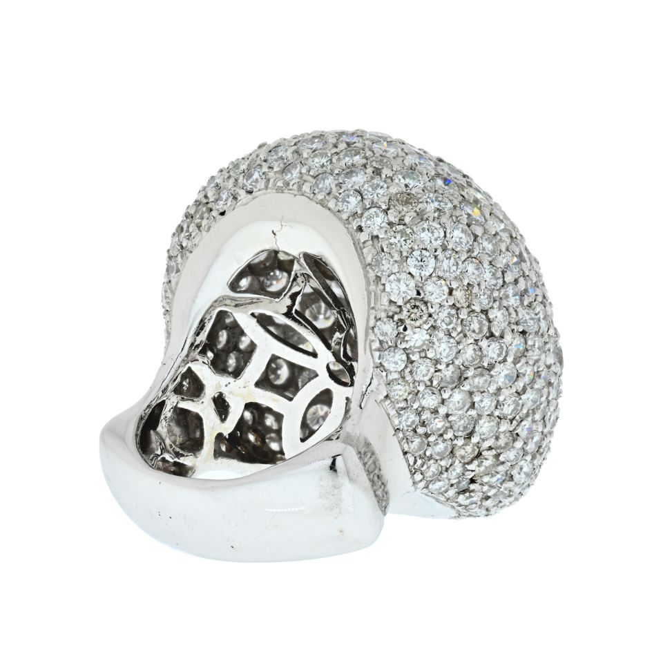 18K White Gold 25 Carats Dome Diamond Cluster Estate Ring