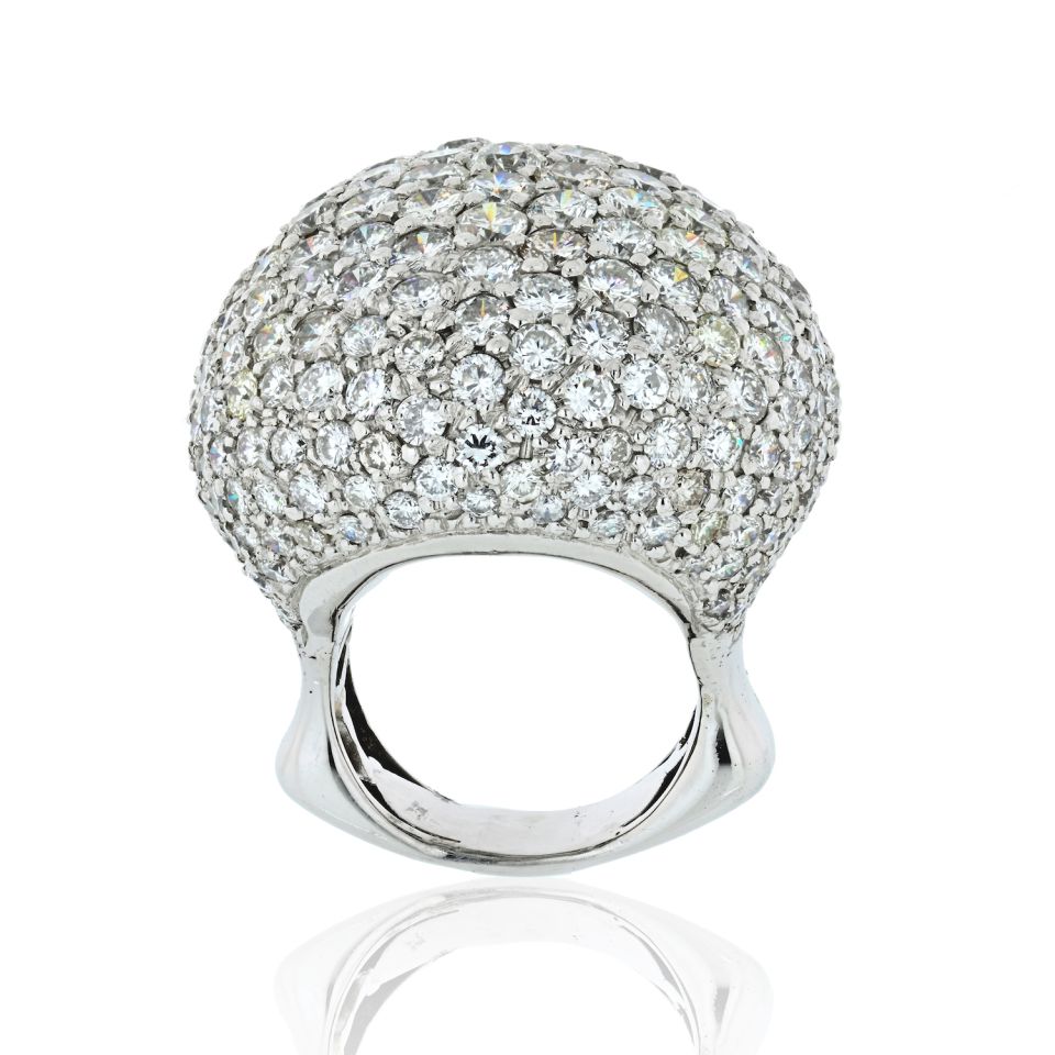 18K White Gold 25 Carats Dome Diamond Cluster Estate Ring