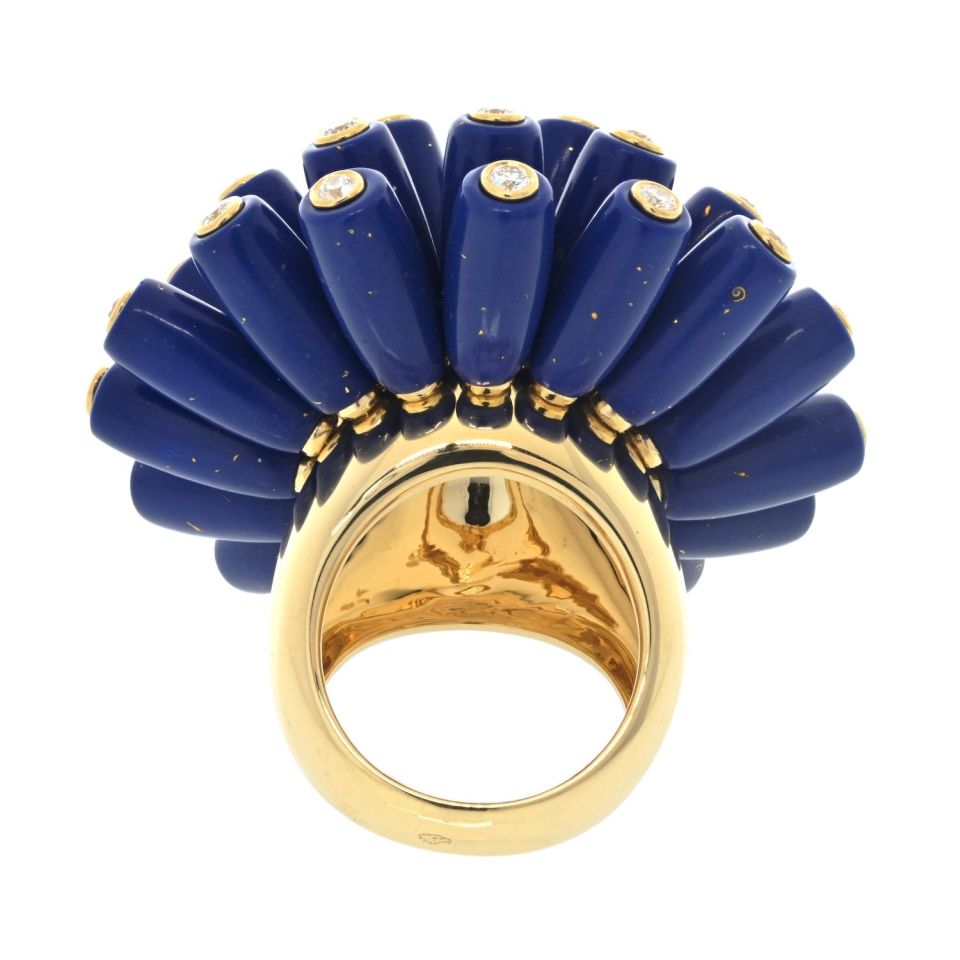 Cartier Paris Nouvelle Vague 18K Yellow Gold Blue Lapis And Diamond Estate Ring