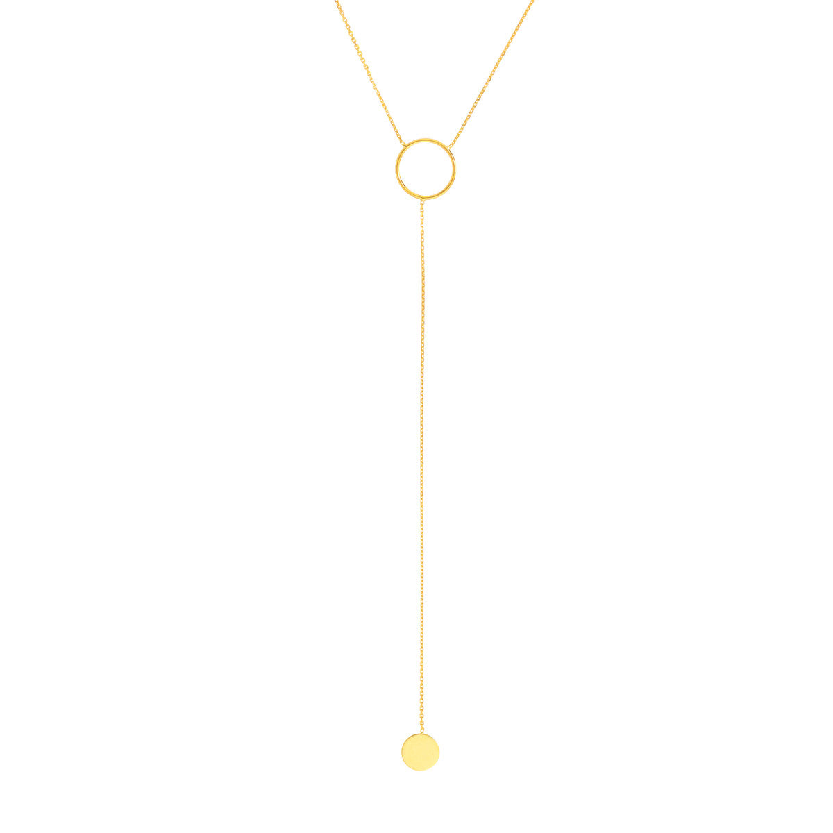 Circle and Engravable Disc Lariat Necklace - Laura's Gems