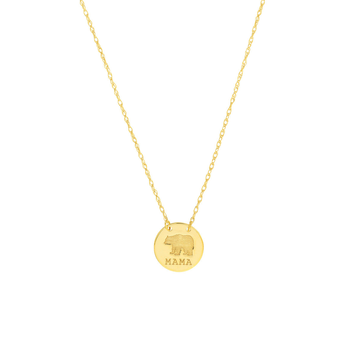 Etched Mama Bear Mini Disc Adjustable Necklace - Laura's Gems