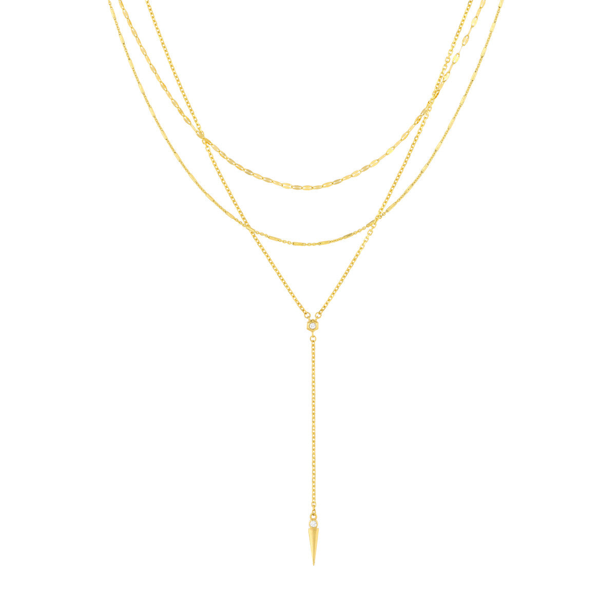 Diamond Multi Layered Lariat Spike Necklace - Laura's Gems