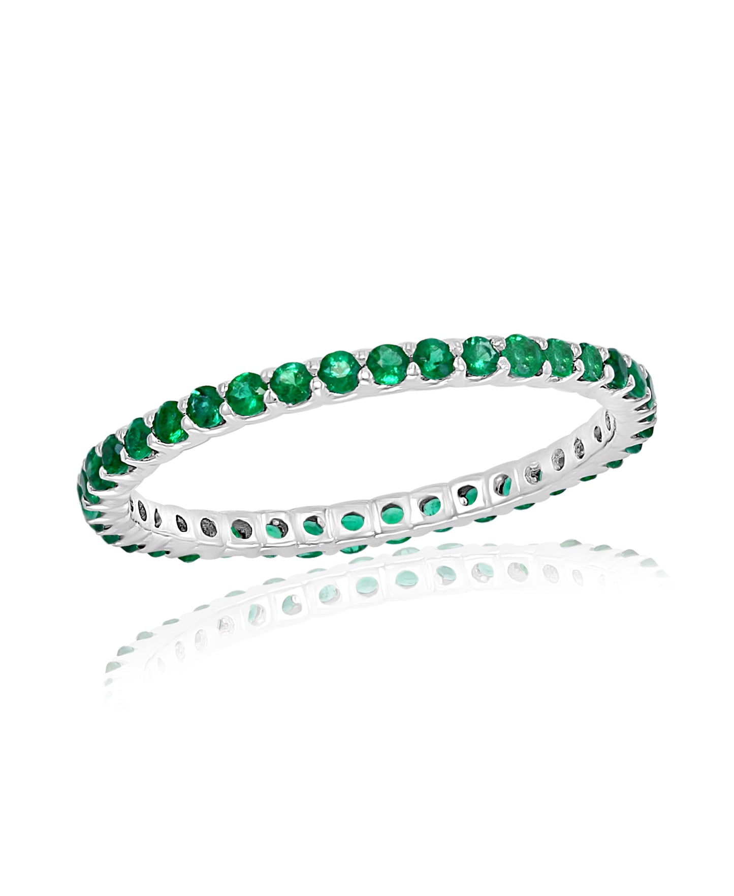 Emerald Stackable Band Ring in 14k White Gold - Laura's Gems