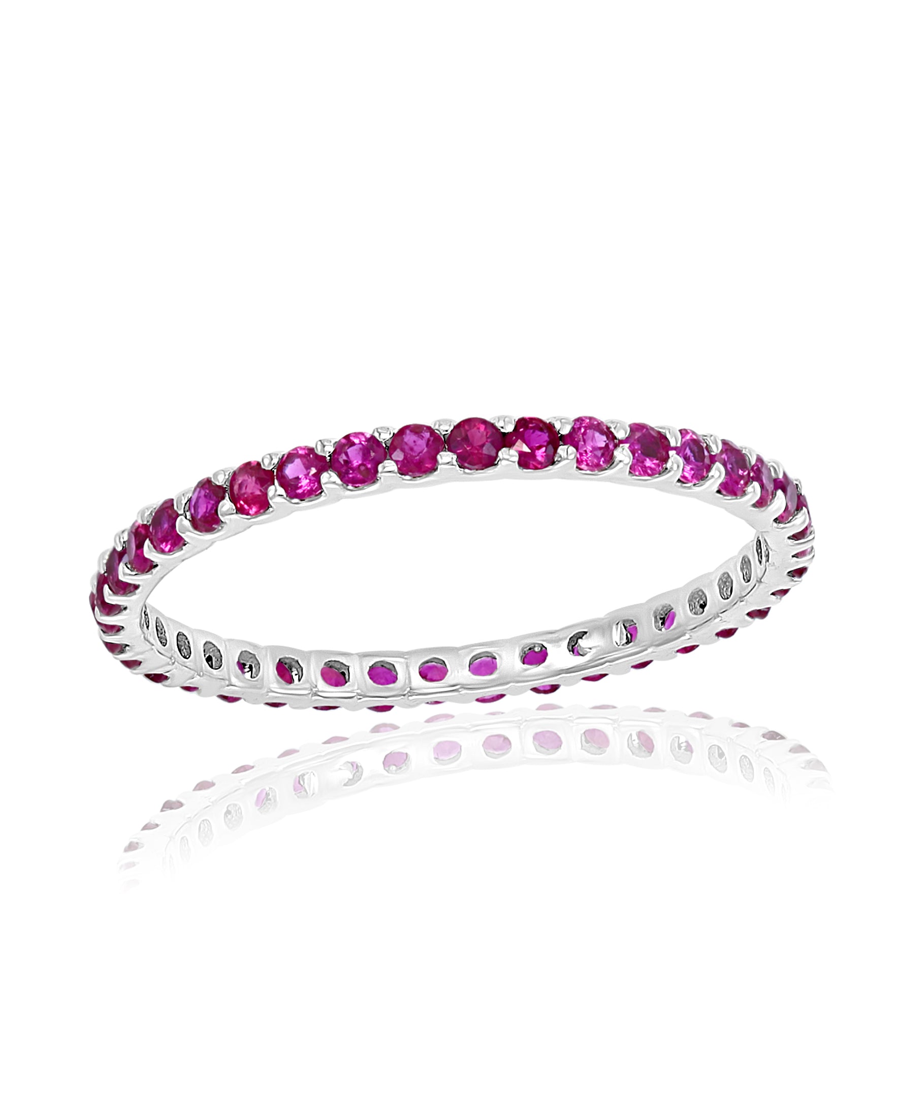 Ruby Stackable Band Ring in 14k White Gold - Laura's Gems