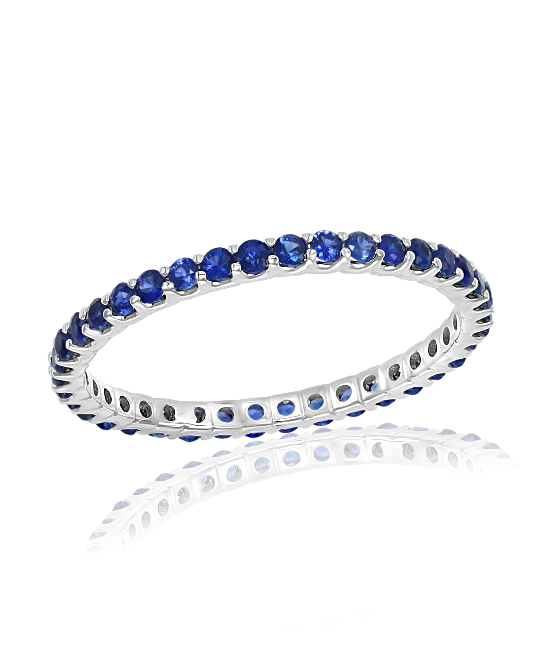 Sapphire Stackable Band Ring in 14k White Gold - Laura's Gems